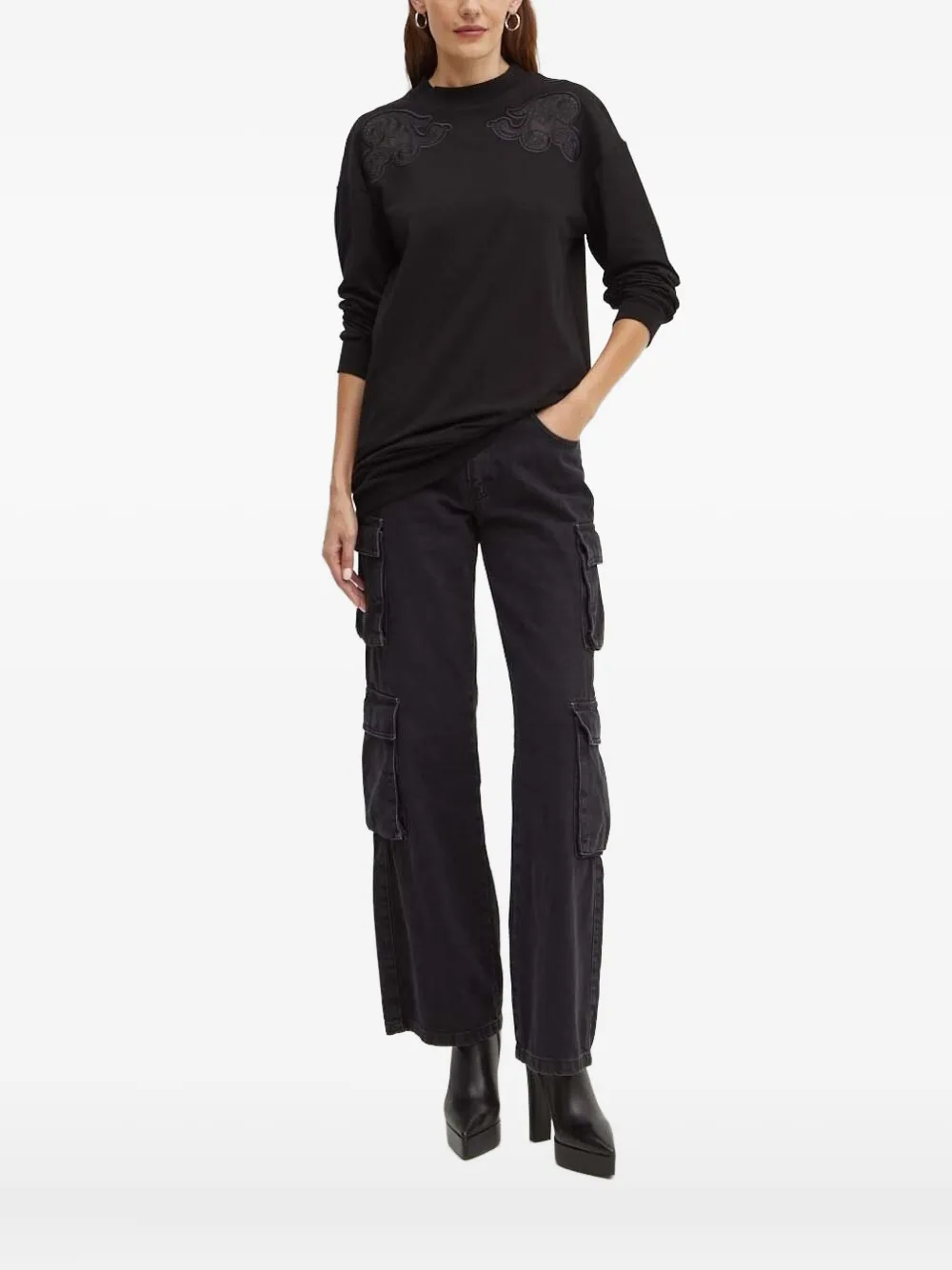 Декорированная толстовка Silvian Heach, черный 
Декорированная толстовка Silvian Heach, черный