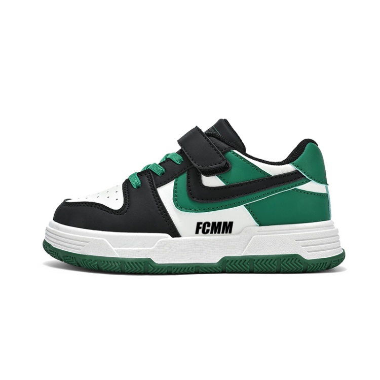 Низкие противоскользящие износостойкие детские кроссовки для скейтбординга FCMM, черный/зеленый 
Низкие противоскользящие износостойкие детские кроссовки для скейтбординга FCMM, черный/зеленый