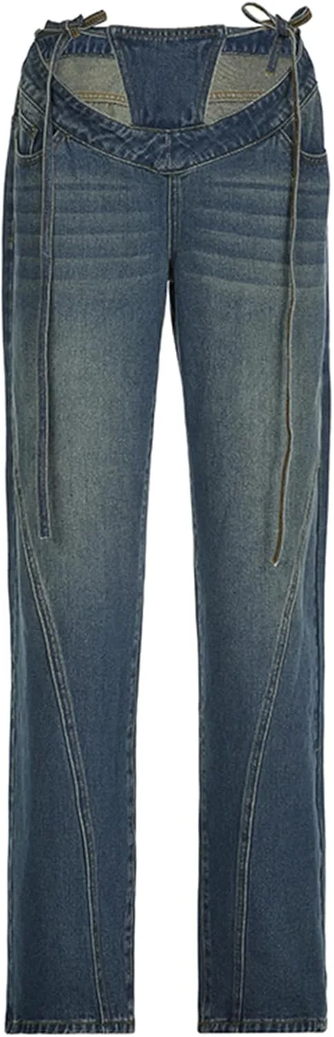 Женские джинсы с высокой талией, V-образным ремешком, свободный прямой крой
Женские джинсы с высокой талией, V-образным ремешком, свободный прямой крой