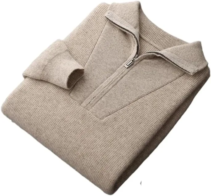 Мужской зимний вязаный свитер с отложным воротником и молнией
Мужской зимний вязаный свитер с отложным воротником и молнией