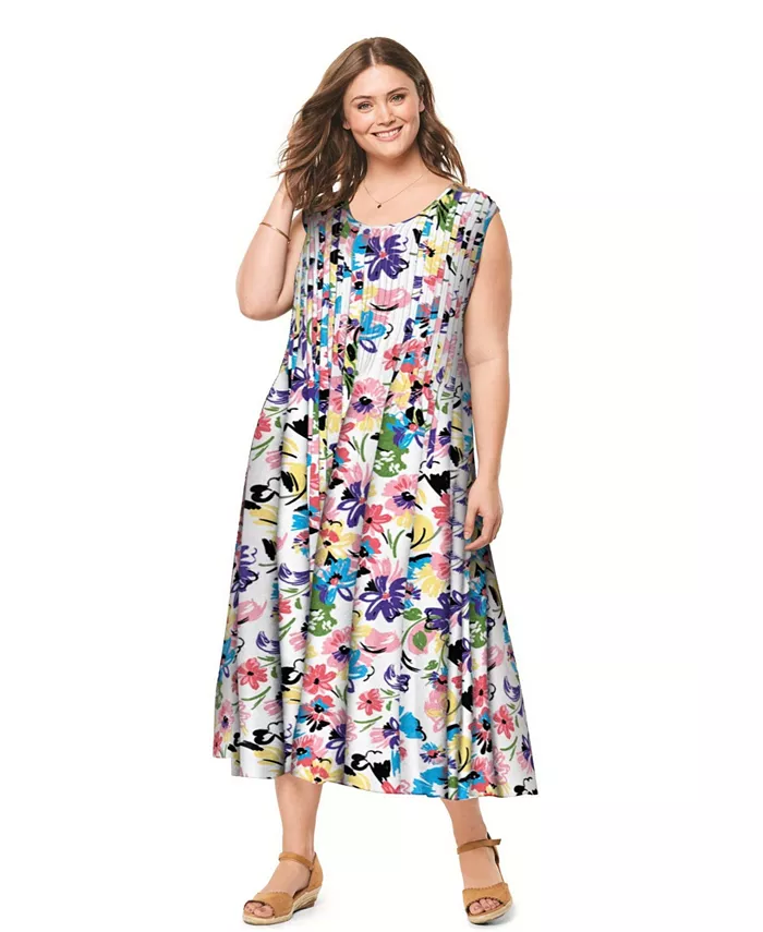 Платье без рукавов с защипами больших размеров Woman Within, белый
Платье без рукавов с защипами больших размеров Woman Within, белый