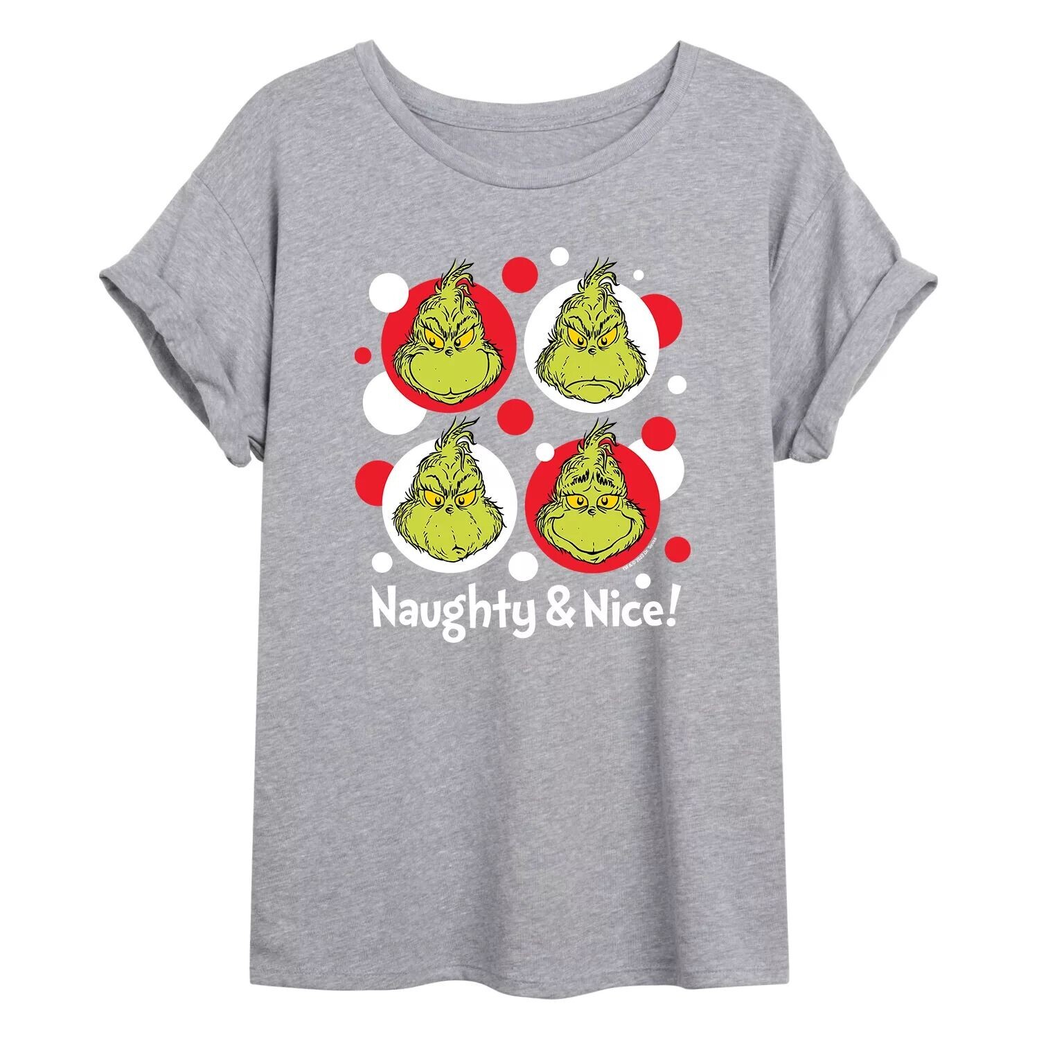 Детская футболка большого размера с рисунком Dr. Seuss Grinch Naughty & Nice Licensed Character