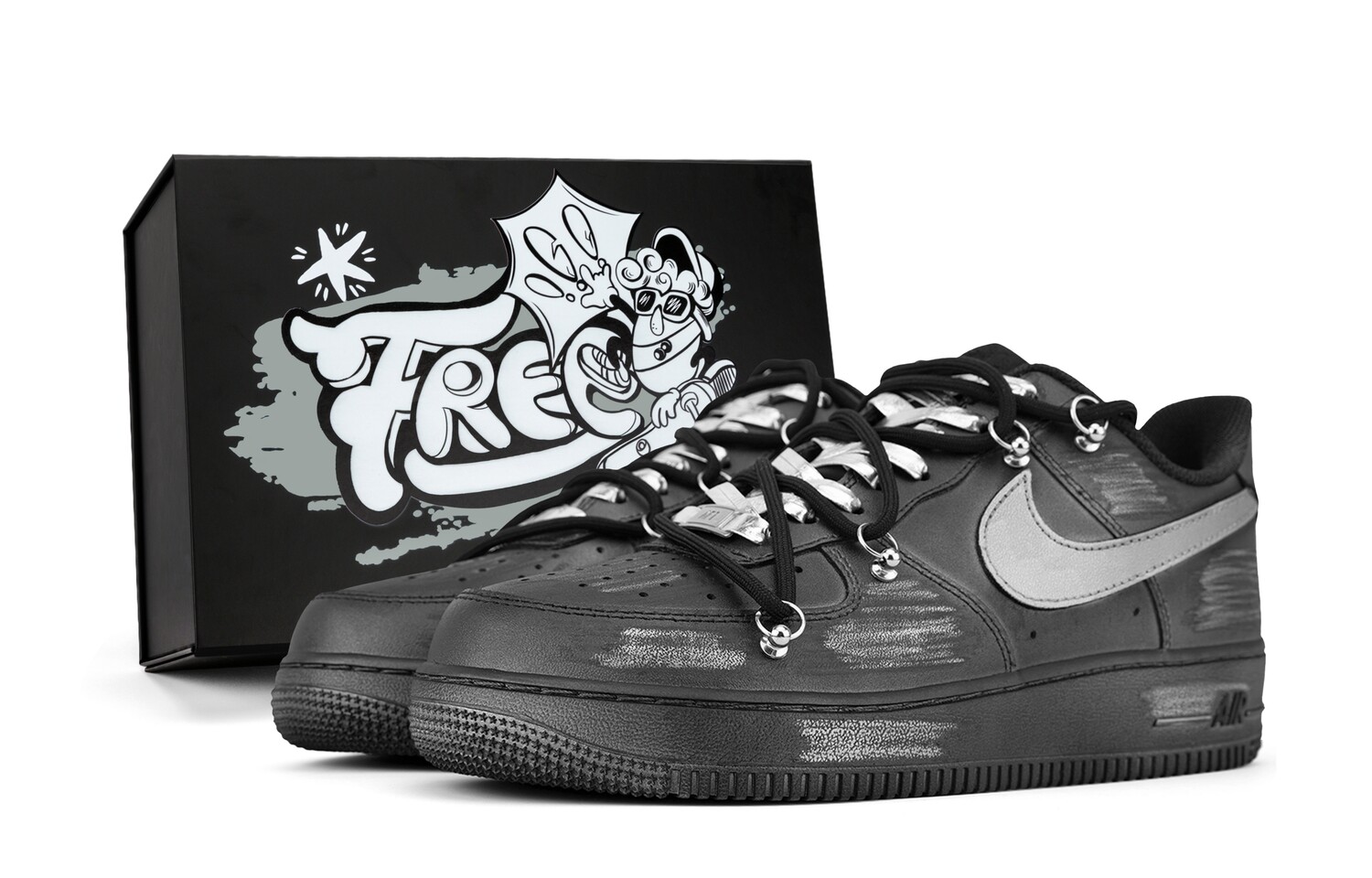 Кроссовки Nike Air Force 1 Skateboarding Shoes Women's Low-top, черный/серебряный
Кроссовки Nike Air Force 1 Skateboarding Shoes Women's Low-top, черный/серебряный