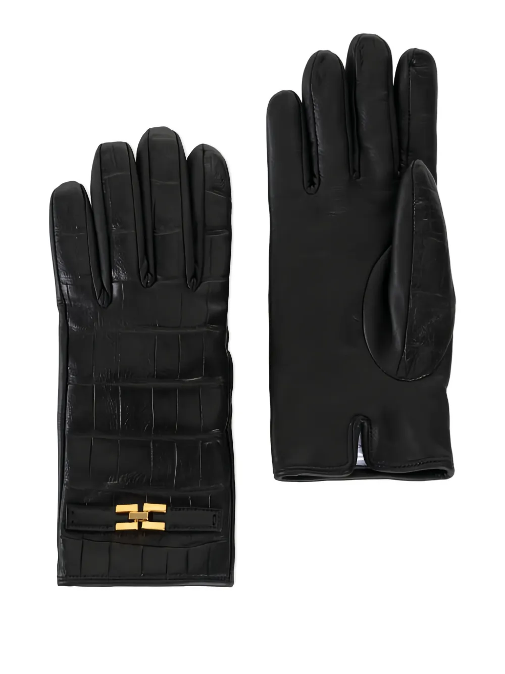 Кожаные перчатки с тиснением под крокодила и логотипом Elisabetta Franchi, черный
Кожаные перчатки с тиснением под крокодила и логотипом Elisabetta Franchi, черный