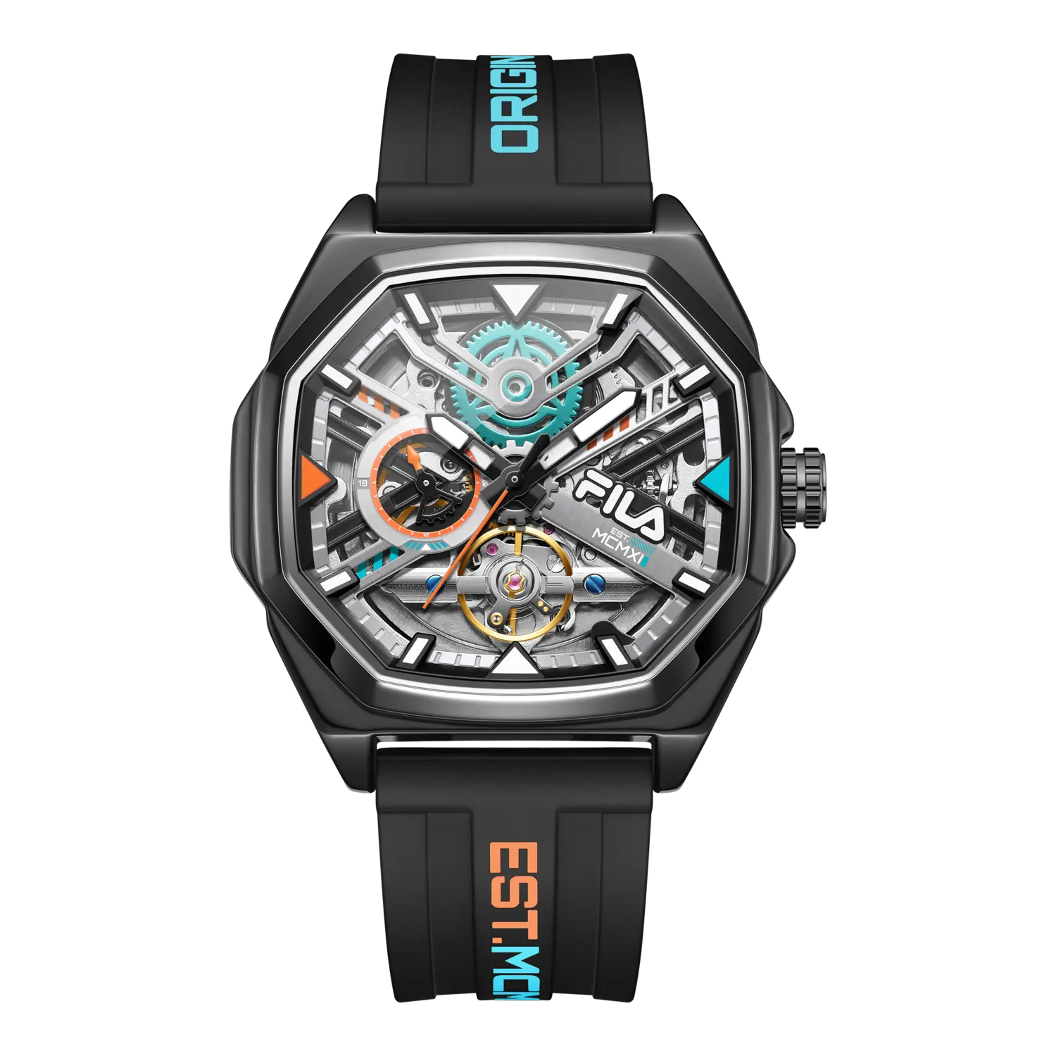 Мужские часы с механическим механизмом и скелетонизированным циферблатом FILA
Мужские часы с механическим механизмом и скелетонизированным циферблатом FILA