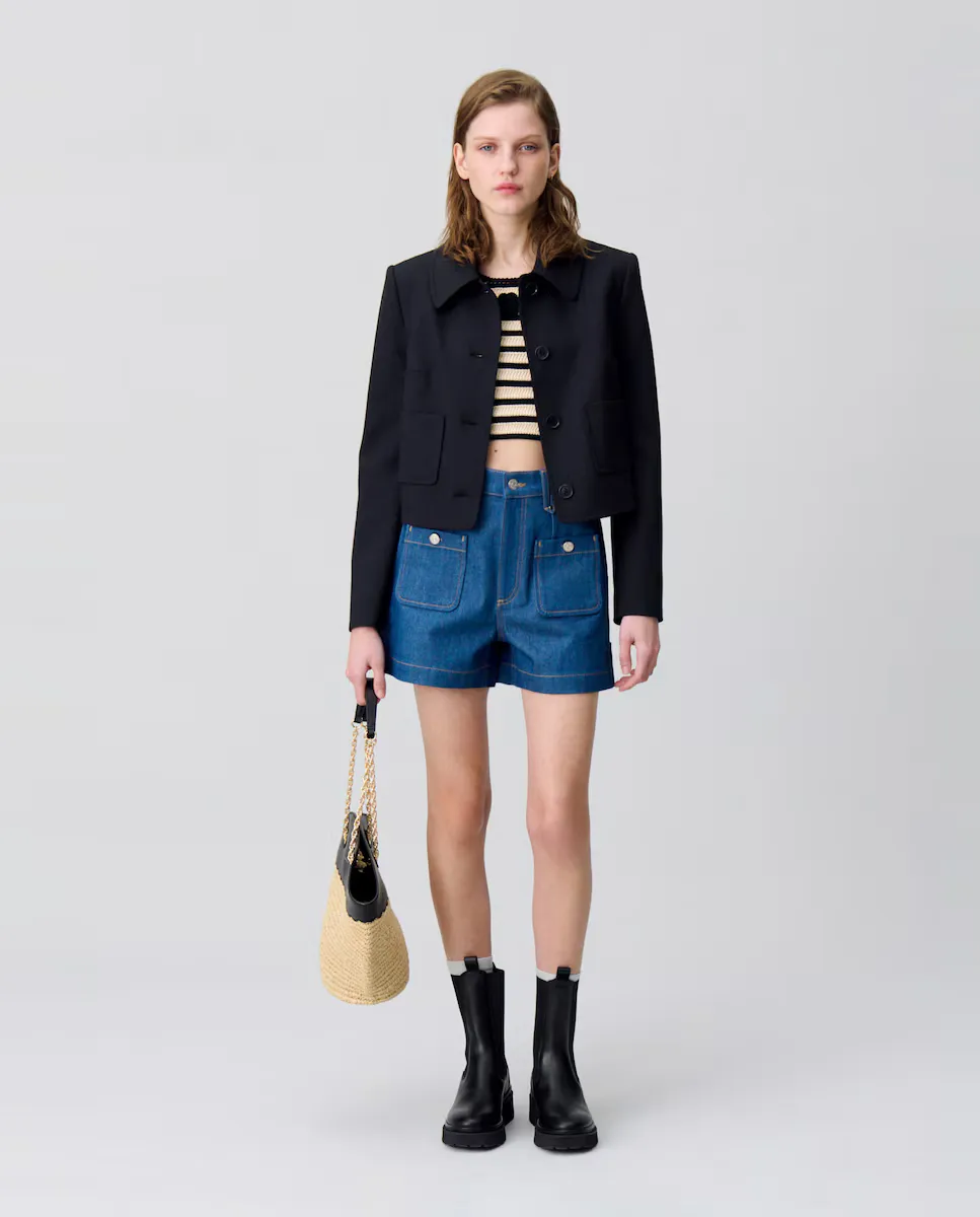 Женские шорты джинсовые с высокой талией Claudie Pierlot, индиго/синий 
Женские шорты джинсовые с высокой талией Claudie Pierlot, индиго/синий