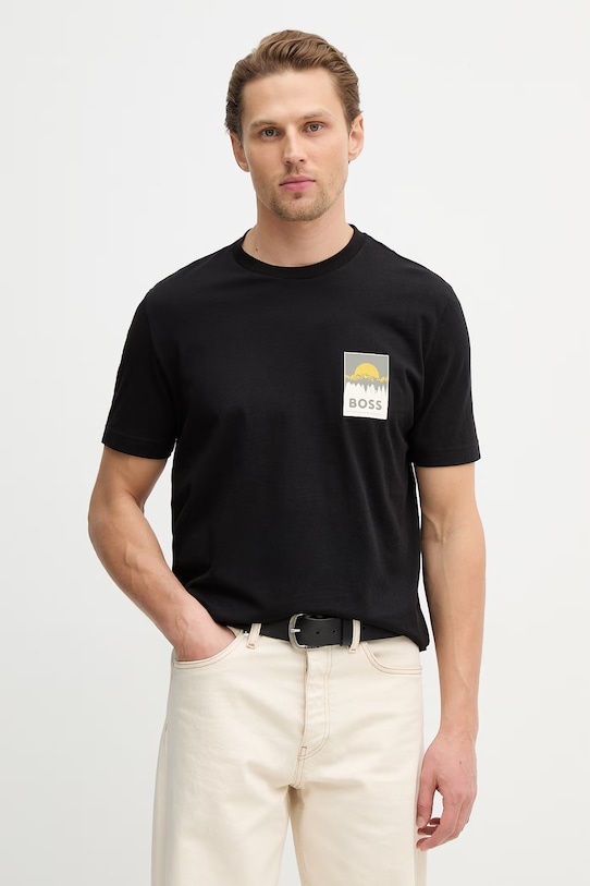 Однотонная хлопковая футболка BOSS Orange, черный
Однотонная хлопковая футболка BOSS Orange, черный