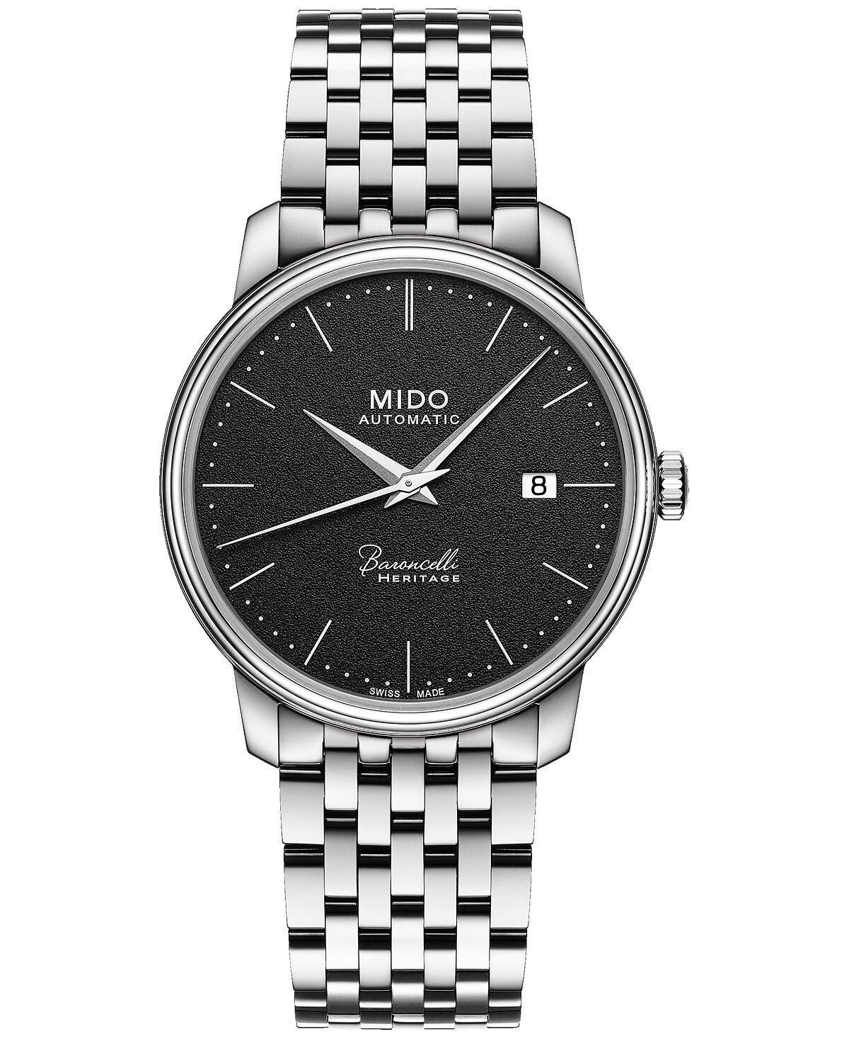 Мужские швейцарские автоматические часы Baroncelli Heritage с браслетом из нержавеющей стали, 39 мм Mido
Мужские швейцарские автоматические часы Baroncelli Heritage с браслетом из нержавеющей стали, 39 мм Mido