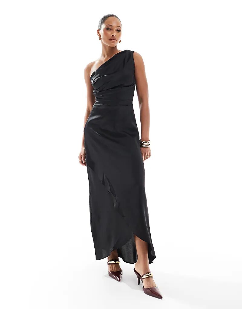 Платье макси из атласа на одно плечо от TFNC Bridesmaid черного цвета
Платье макси из атласа на одно плечо от TFNC Bridesmaid черного цвета