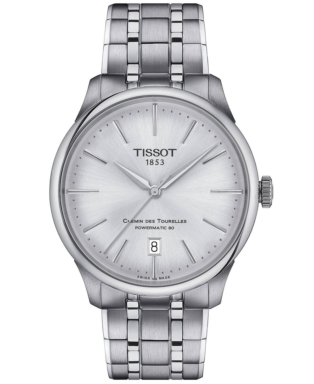 Унисекс Швейцарские автоматические часы Chemin des Tourelles Powermatic 80 с браслетом из нержавеющей стали 39 мм Tissot 
Унисекс Швейцарские автоматические часы Chemin des Tourelles Powermatic 80 с браслетом из нержавеющей стали 39 мм Tissot