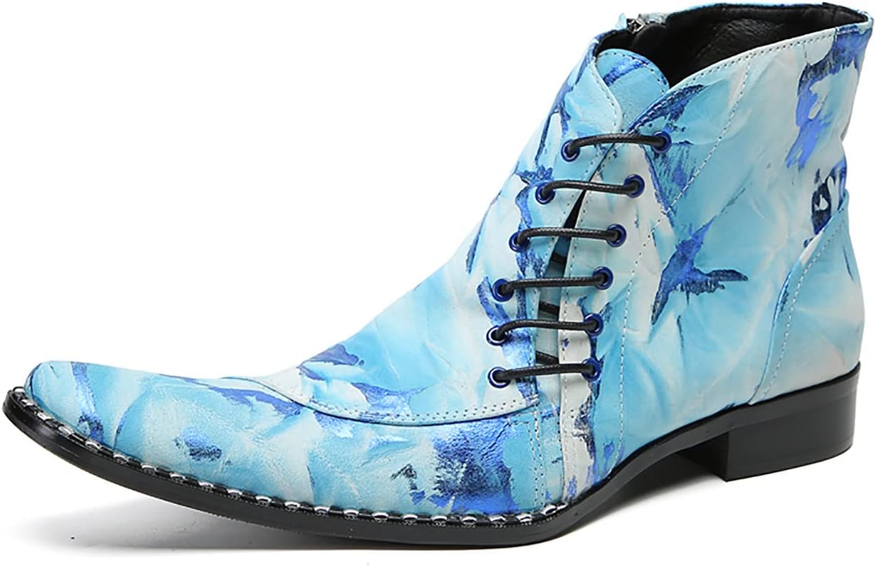 Мужские синие казаки Chelsea Santimon - премиальные кожаные вестерн-башмачки до щиколотки для ночных клубов/городских вечеринок, стильные повседневные ботинки с металлическими акцентами
Мужские синие казаки Chelsea Santimon - премиальные кожаные вестерн-башмачки до щиколотки для ночных клубов/городских вечеринок, стильные повседневные ботинки с металлическими акцентами