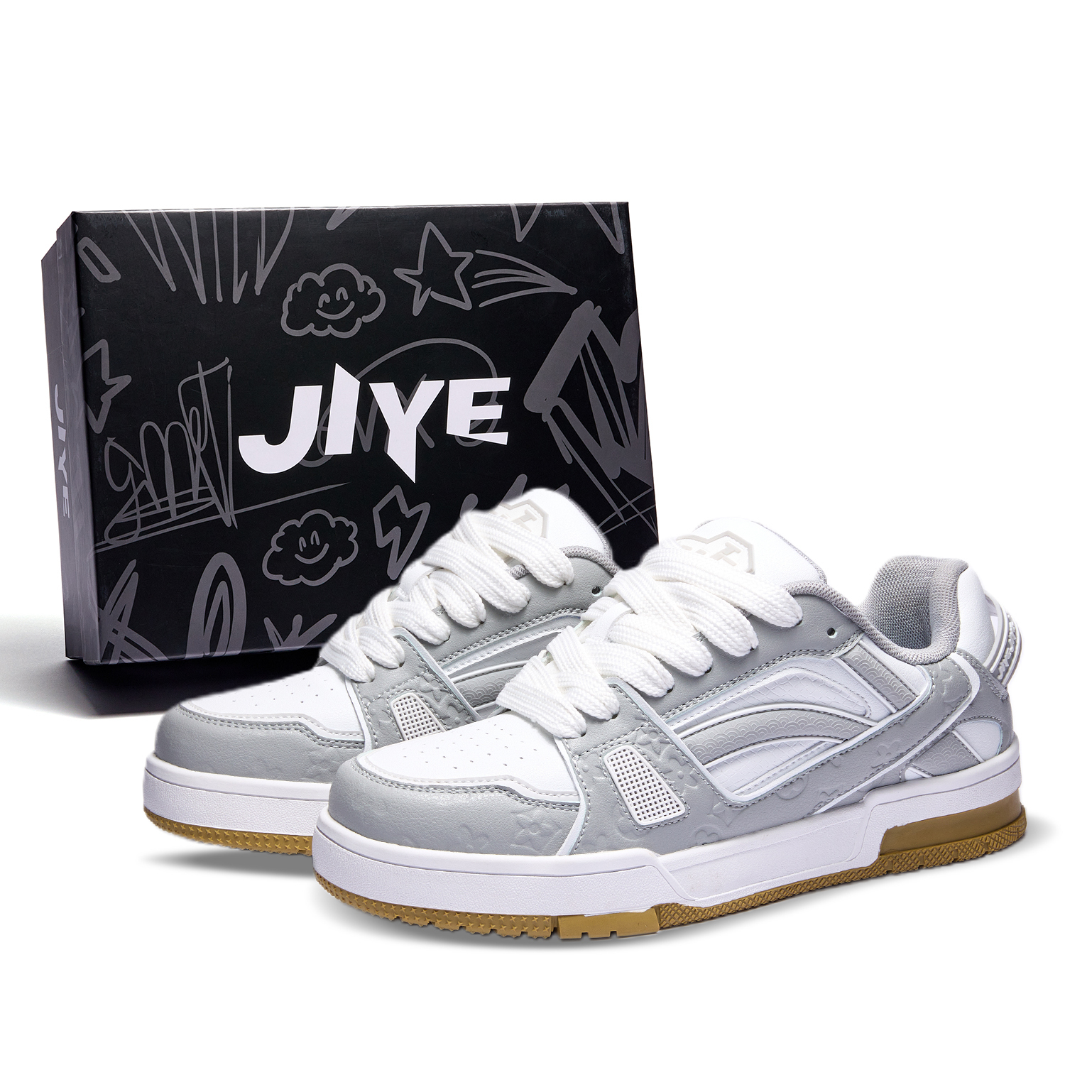 JIYE Унисекс скейтерские кеды низкие серо-сине-черно-белые бело-серые, цвет White Gray
JIYE Унисекс скейтерские кеды низкие серо-сине-черно-белые бело-серые, цвет White Gray