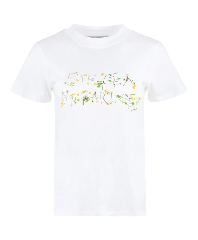 Хлопковая футболка с логотипом Stella Mccartney, белый
Хлопковая футболка с логотипом Stella Mccartney, белый