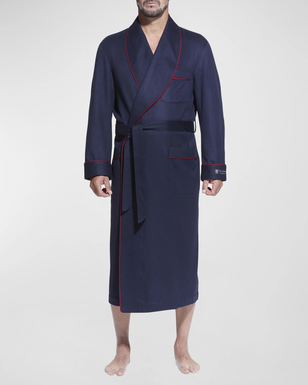 Мужской кашемировый халат с шалью и отделкой тесьмой Majestic International, цвет Navy/Burgundy
Мужской кашемировый халат с шалью и отделкой тесьмой Majestic International, цвет Navy/Burgundy