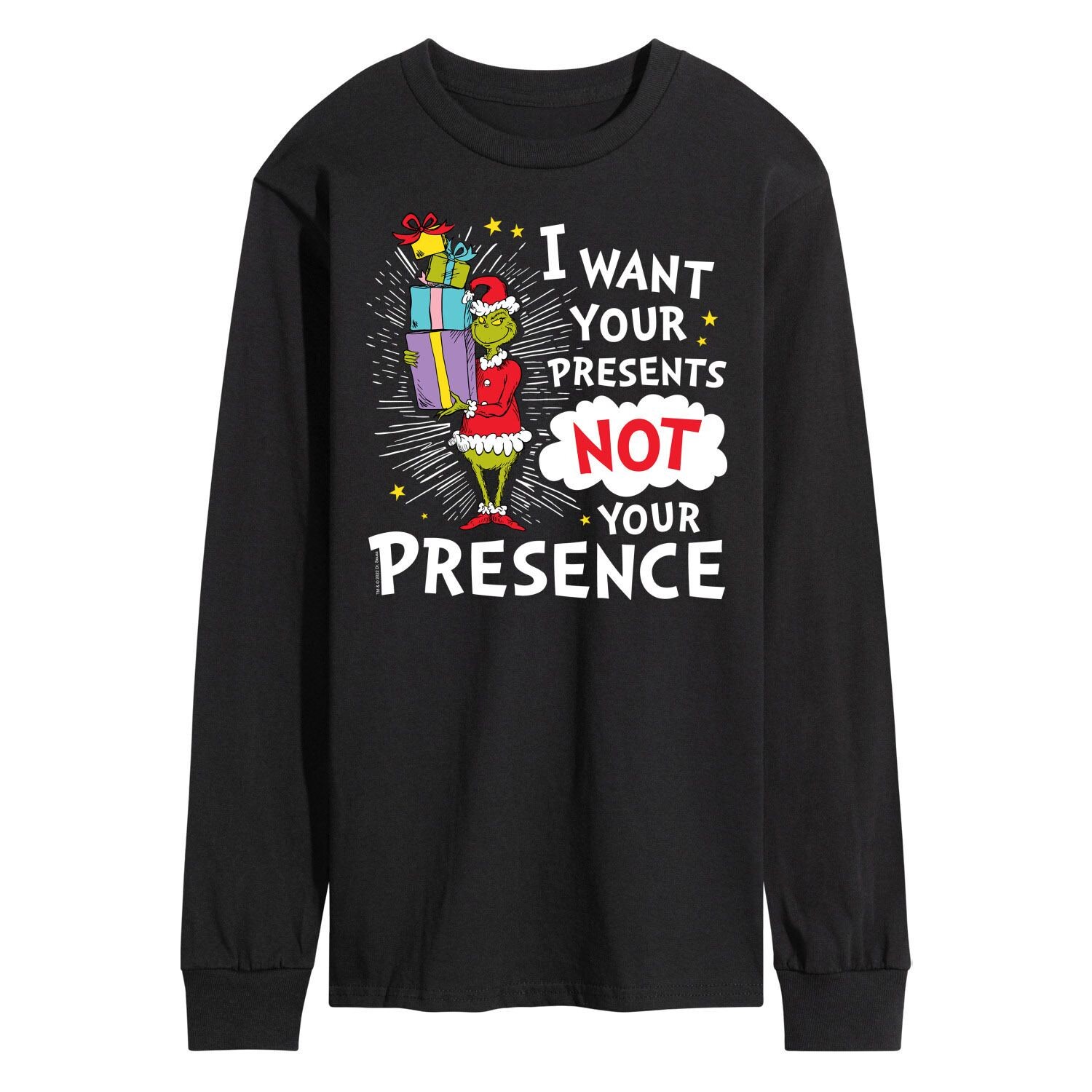 Мужская футболка с длинными рукавами Dr. Seuss Grinch I Want Your Presents Licensed Character
Мужская футболка с длинными рукавами Dr. Seuss Grinch I Want Your Presents Licensed Character