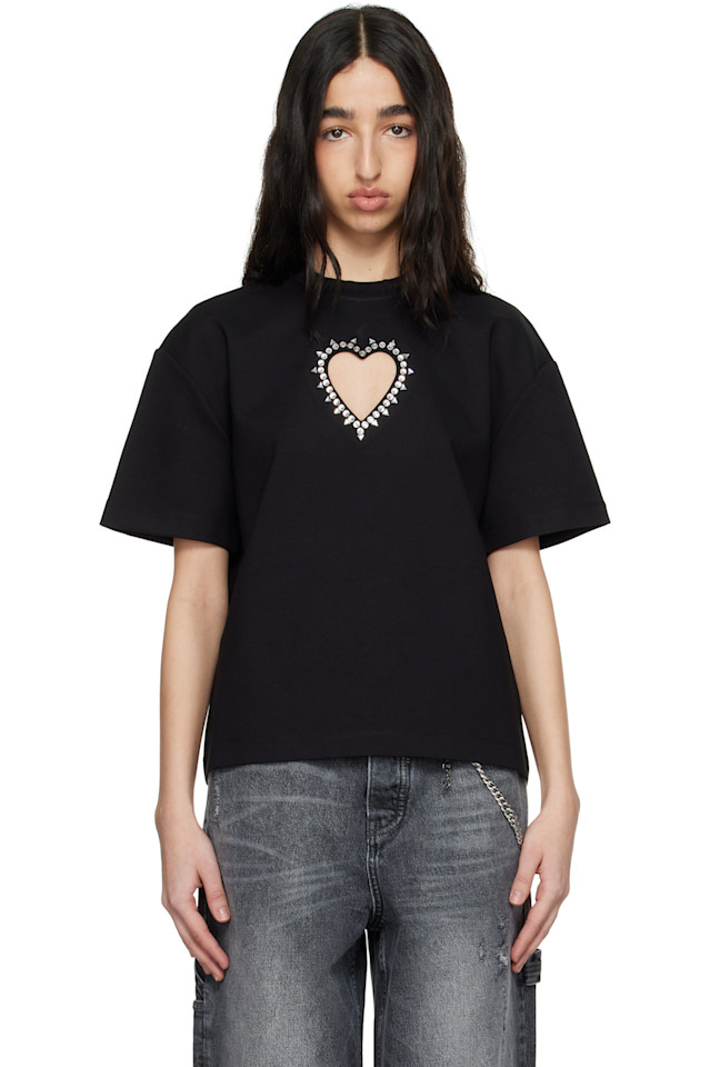 Футболка оверсайз с вырезом в виде сердца из кристаллов Area, черный
Футболка оверсайз с вырезом в виде сердца из кристаллов Area, черный