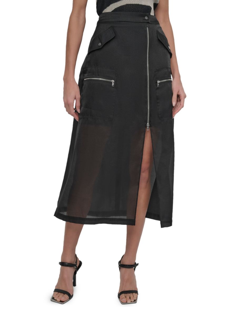 Юбка-карго из органзы с застежкой-молнией спереди DKNY, черный
Юбка-карго из органзы с застежкой-молнией спереди DKNY, черный