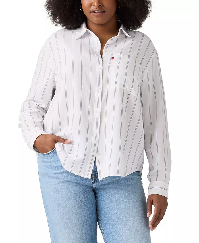 Рубашка Darlene в полоску из льняной смеси больших размеров Levi's, синий
Рубашка Darlene в полоску из льняной смеси больших размеров Levi's, синий