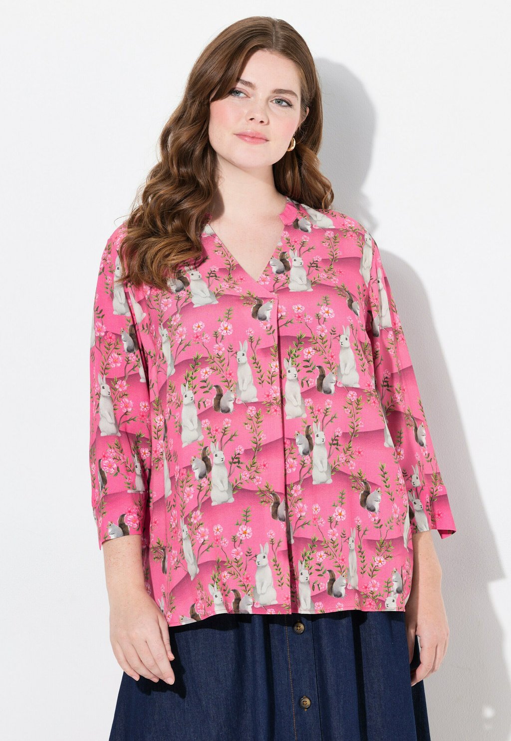 Блуза BUNNY 3/4 SLEEVE Ulla Popken, фуксия 
Блуза BUNNY 3/4 SLEEVE Ulla Popken, фуксия