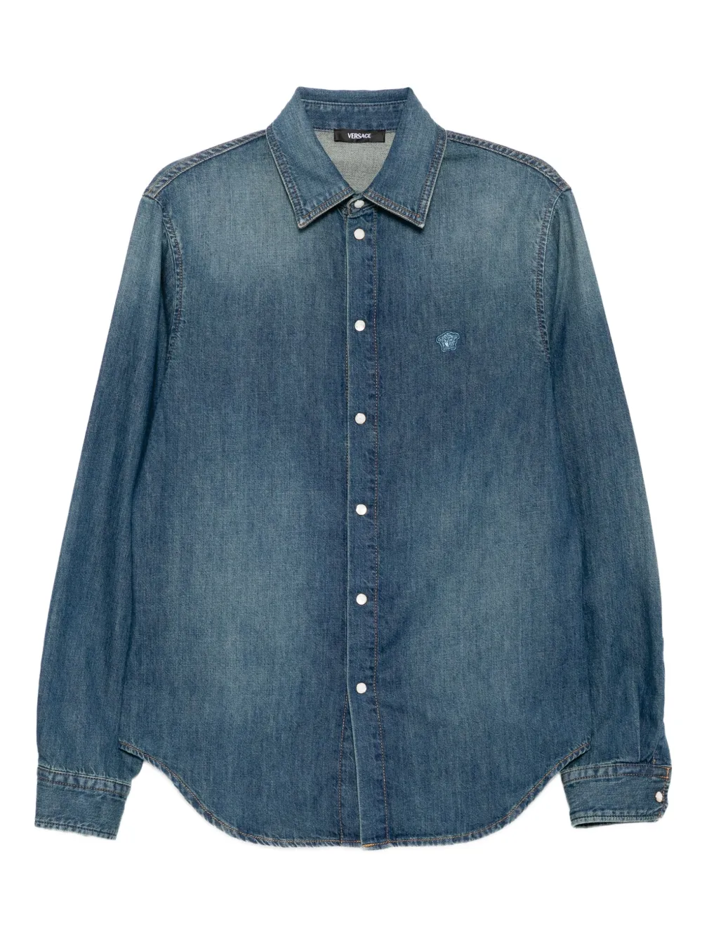Рубашка с вышитым логотипом Versace, синий
Рубашка с вышитым логотипом Versace, синий