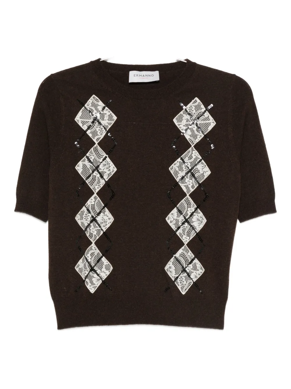 Топ с аргайловым узором, украшенный пайетками Ermanno Firenze, коричневый
Топ с аргайловым узором, украшенный пайетками Ermanno Firenze, коричневый