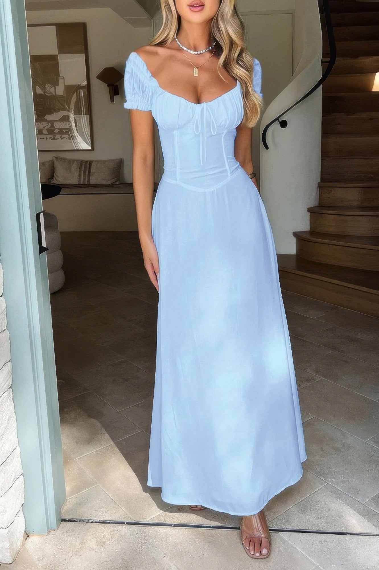 Глубокий квадратный вырез платье с завязками на спине TRUEDAMES, синий
Глубокий квадратный вырез платье с завязками на спине TRUEDAMES, синий