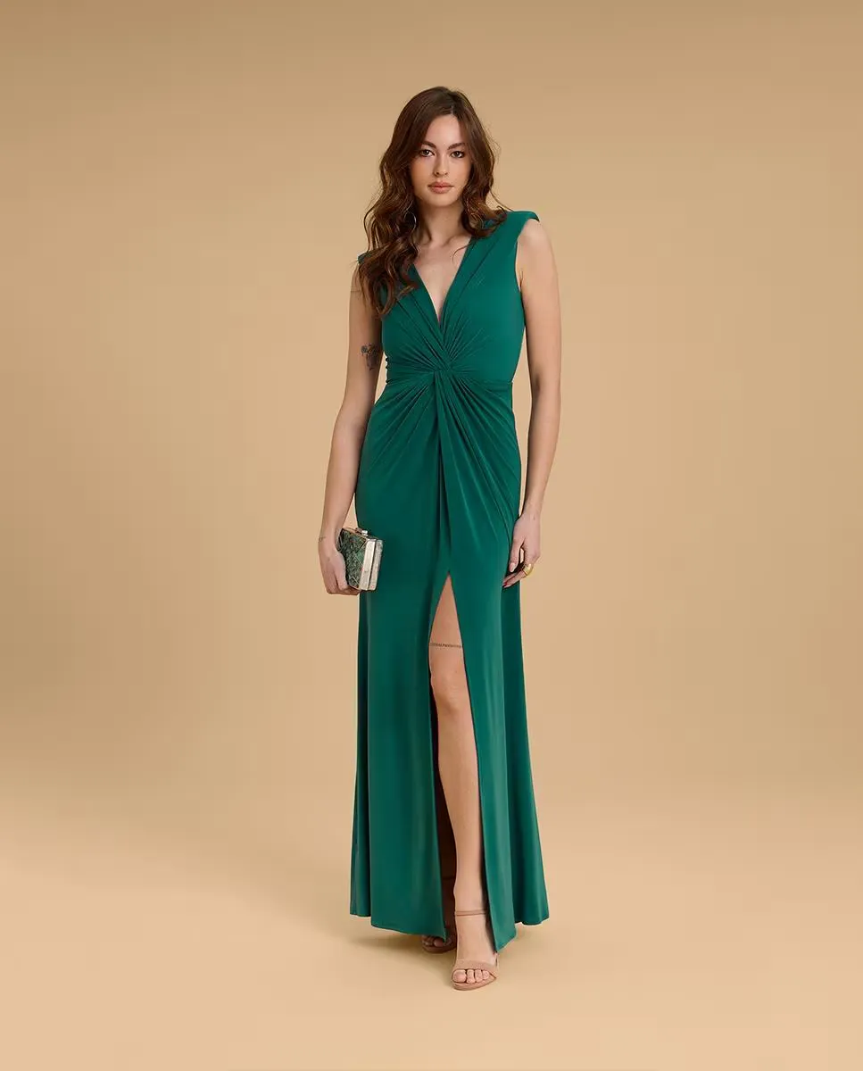 Длинное платье с узлом и разрезом Veneno en la piel, зеленый
Длинное платье с узлом и разрезом Veneno en la piel, зеленый