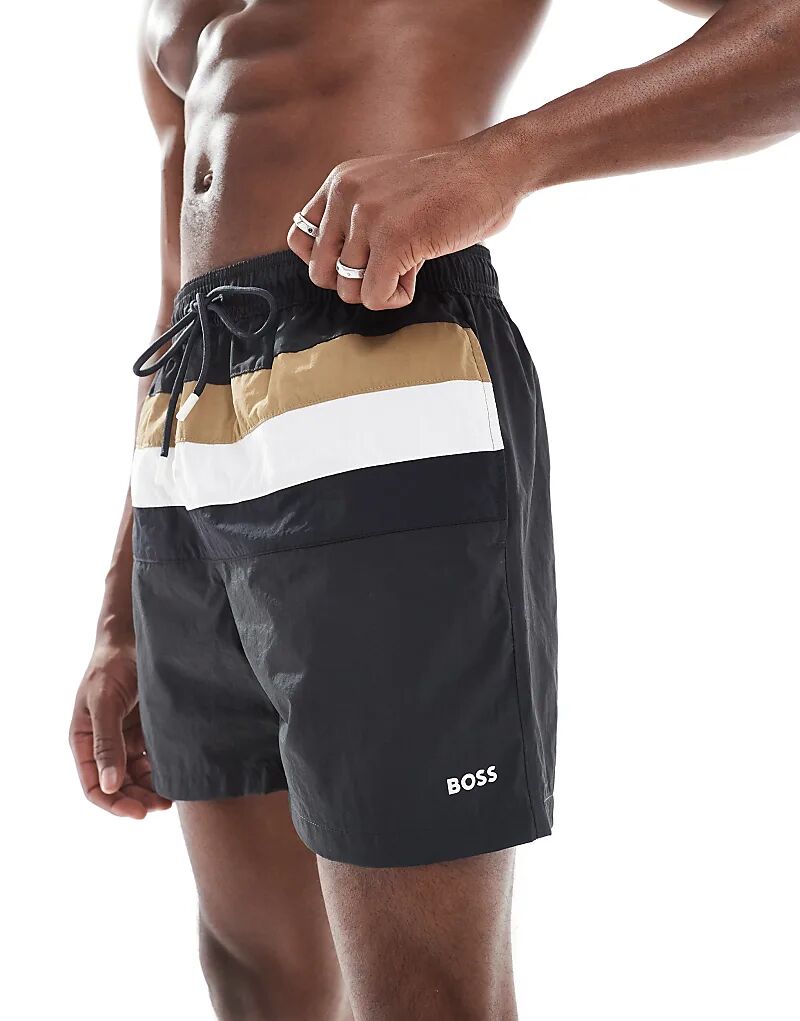 Плавки Boss Luis темно-серого цвета с полосками логотипа Boss Bodywear
Плавки Boss Luis темно-серого цвета с полосками логотипа Boss Bodywear