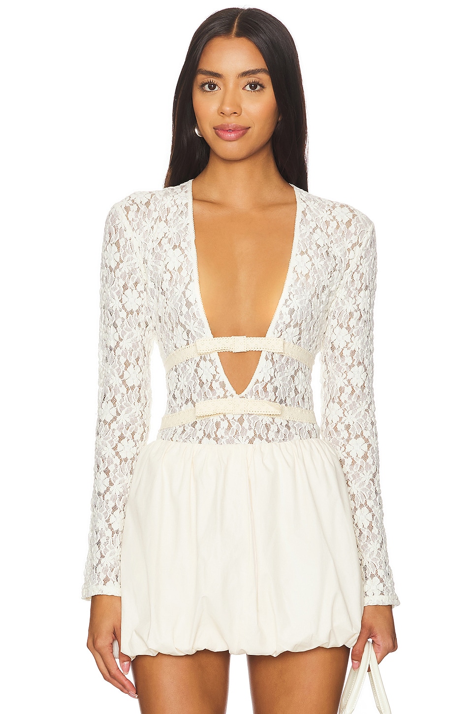 Кружевной топ с завязками на ленте Yuhan Wang, белый
Кружевной топ с завязками на ленте Yuhan Wang, белый