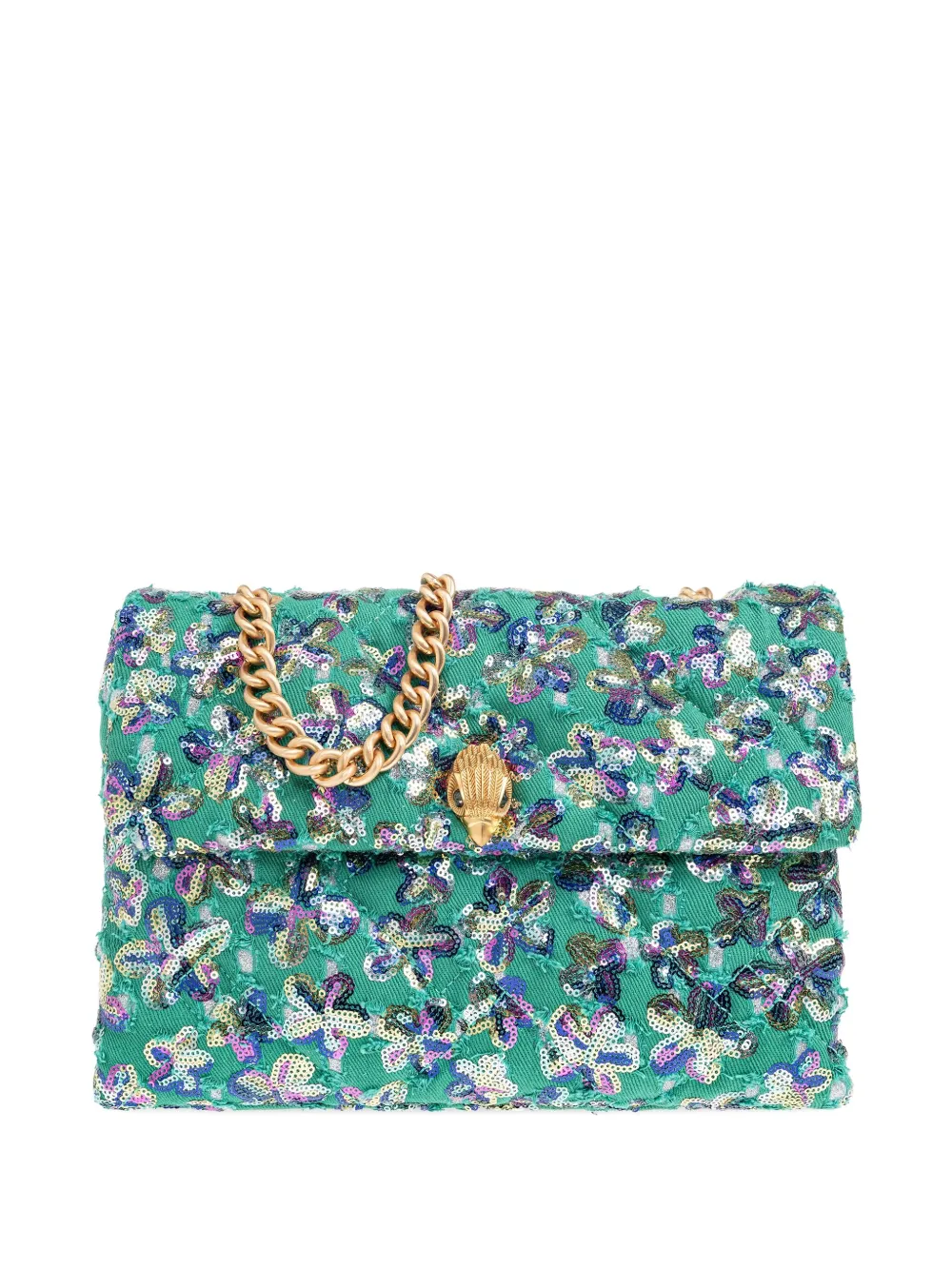 Большая сумка через плечо Kensington Soft с цветочным принтом и пайетками Kurt Geiger London, зеленый 
Большая сумка через плечо Kensington Soft с цветочным принтом и пайетками Kurt Geiger London, зеленый