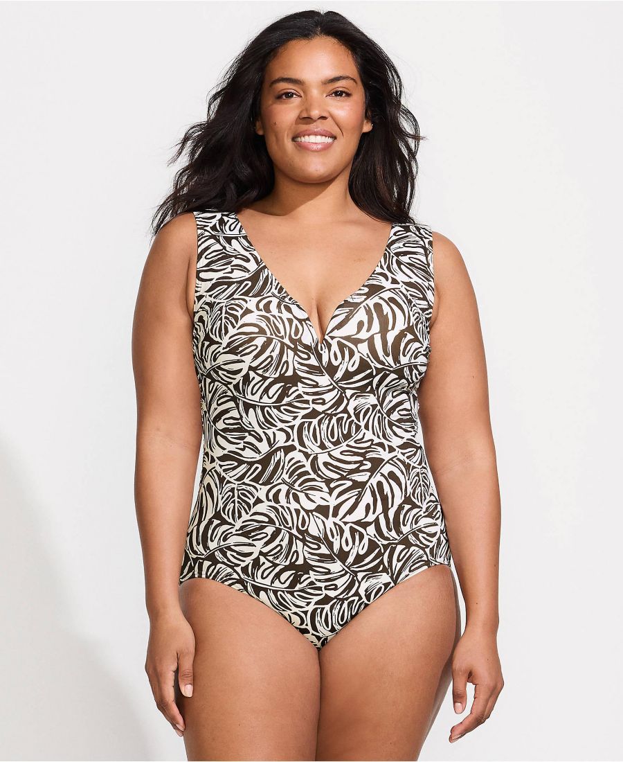 Женский корректирующий купальник больших размеров с V-образным вырезом в форме сердца и завышенной талией Цельный купальник с высокой посадкой Lands' End, Brown mini tropic leaves
Женский корректирующий купальник больших размеров с V-образным вырезом в форме сердца и завышенной талией Цельный купальник с высокой посадкой Lands' End, Brown mini tropic leaves