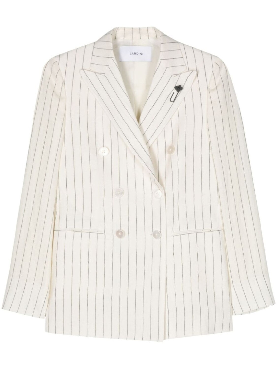 Lardini двубортный пиджак в тонкую полоску, нейтральный цвет 
Lardini двубортный пиджак в тонкую полоску, нейтральный цвет