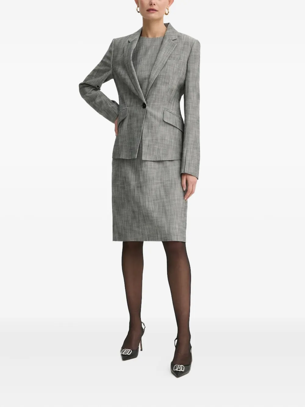 Платье миди с рукавами-крылышками BOSS, серый 
Платье миди с рукавами-крылышками BOSS, серый