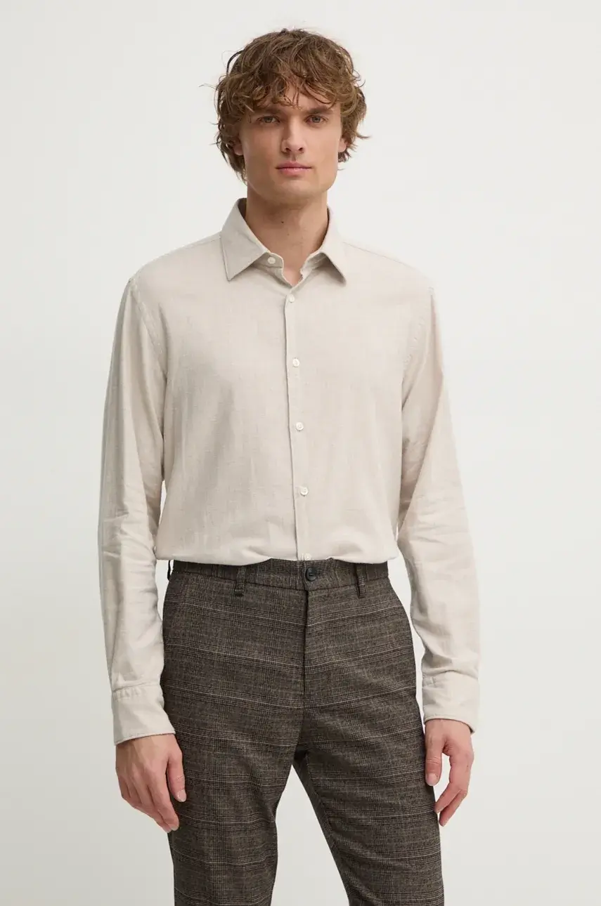 Хлопковая рубашка BOSS, бежевый
Хлопковая рубашка BOSS, бежевый