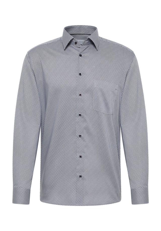 Рубашка из твила с принтом современный крой Eterna, серый 
Рубашка из твила с принтом современный крой Eterna, серый