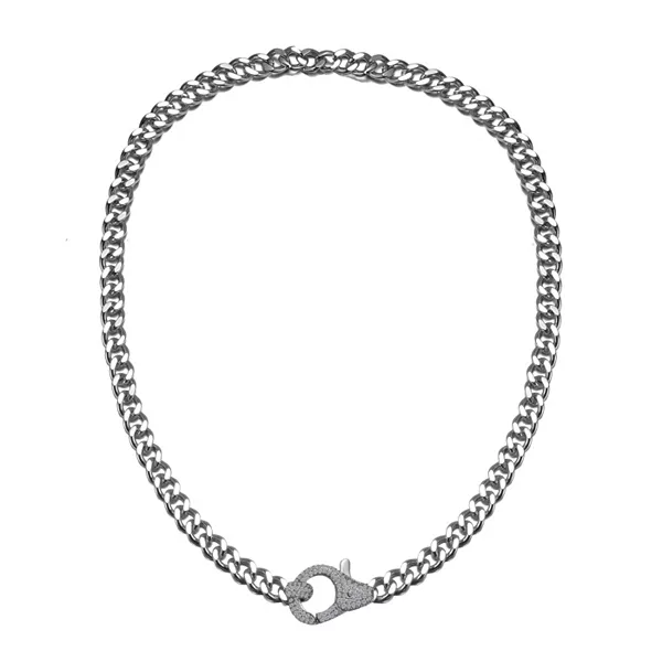 Стильное колье-цепочка панцирного плетения с покрытием из белого золота Rachel Glauber, white