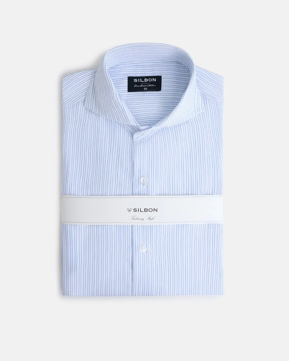 Мужская белая рубашка с голубыми микро-полосками Silbon, синий
Мужская белая рубашка с голубыми микро-полосками Silbon, синий