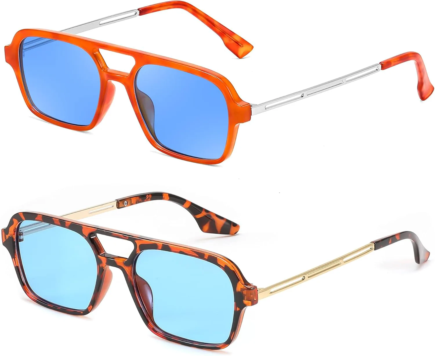 Винтажные квадратные солнцезащитные очки-авиаторы FEISEDY 70-х годов, плоские, металлические, для женщин и мужчин, модель B2752, 2 Pack - Orange/Blue + Tortoise/Blue
Винтажные квадратные солнцезащитные очки-авиаторы FEISEDY 70-х годов, плоские, металлические, для женщин и мужчин, модель B2752, 2 Pack - Orange/Blue + Tortoise/Blue