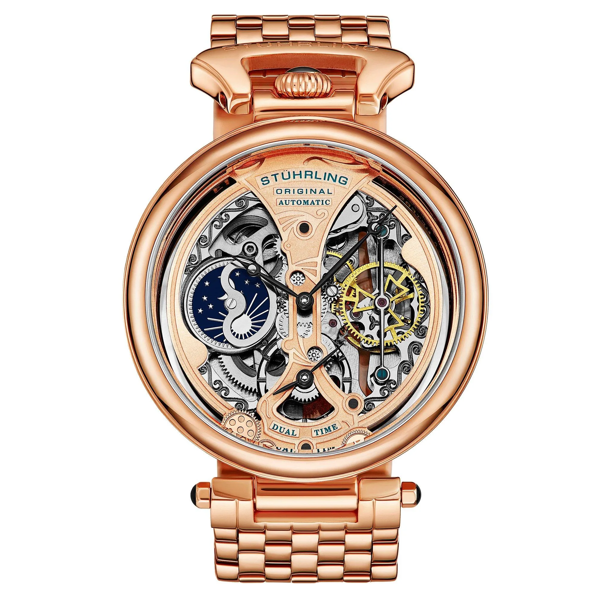Автоматические часы Emperor's Grandeur Dual Time, скелетон, 46 мм, с браслетом из нержавеющей стали STÜHRLING Original, розовое золото
Автоматические часы Emperor's Grandeur Dual Time, скелетон, 46 мм, с браслетом из нержавеющей стали STÜHRLING Original, розовое золото