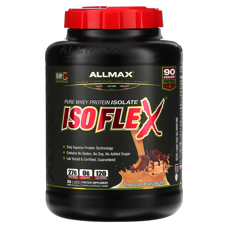 ALLMAX, Isoflex, чистый изолят сывороточного протеина, шоколад с арахисовой пастой, 2,27 кг (5 фунтов)
ALLMAX, Isoflex, чистый изолят сывороточного протеина, шоколад с арахисовой пастой, 2,27 кг (5 фунтов)