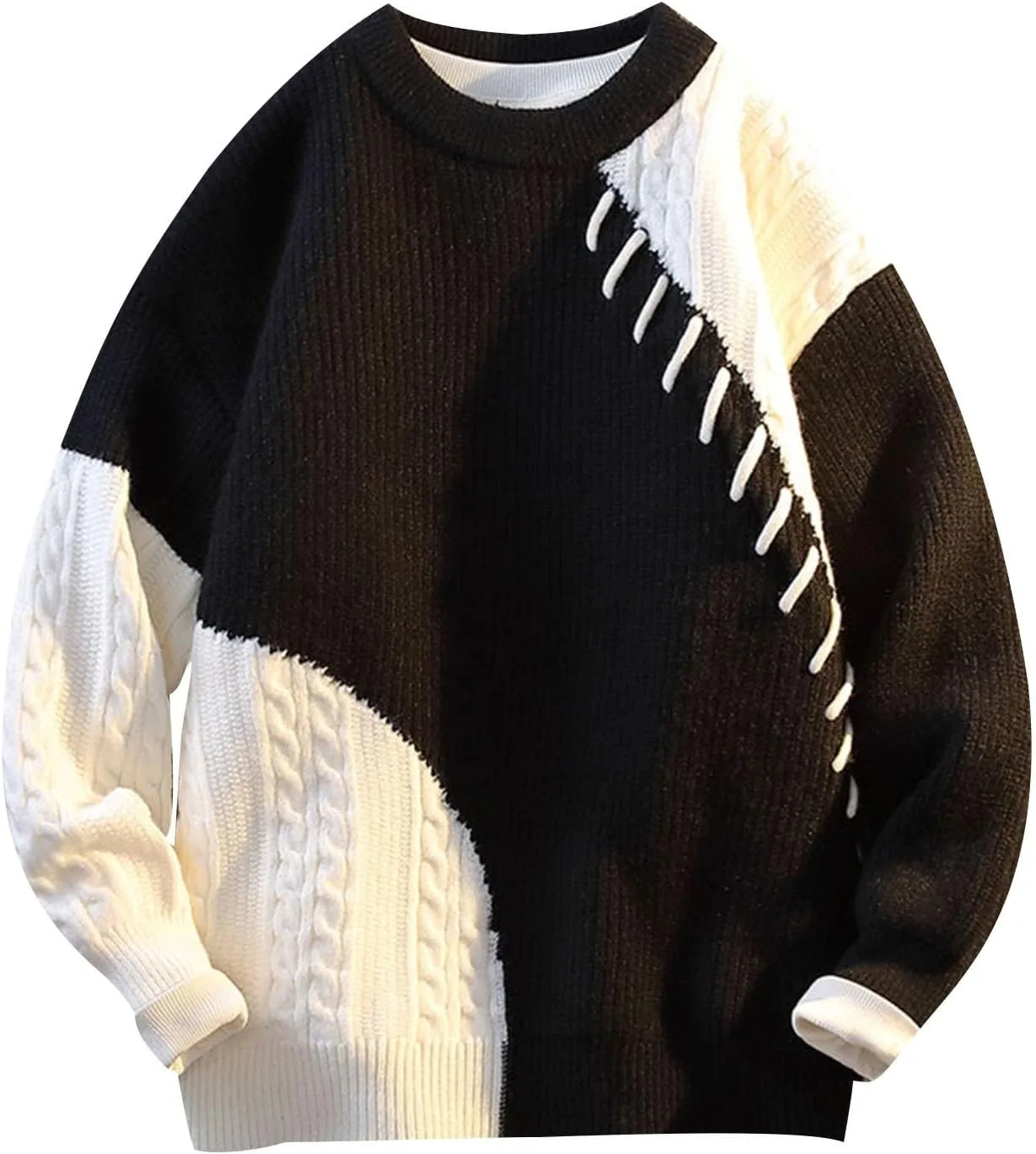 Мужской свитер оверсайз с пэчворком
Мужской свитер оверсайз с пэчворком