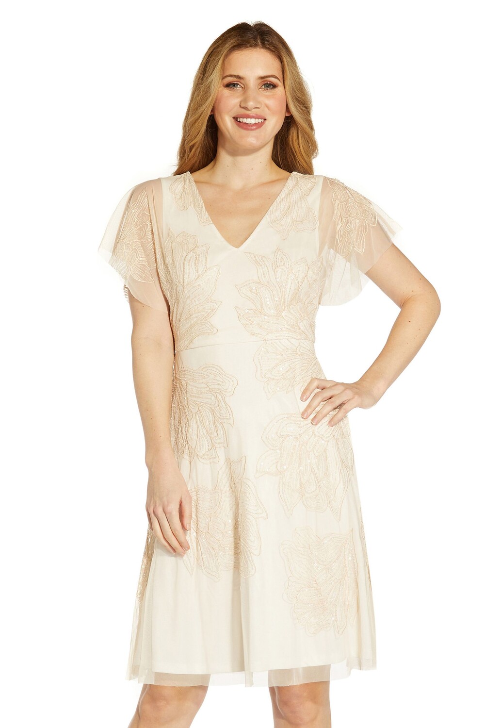 Расклешенное платье с украшениями Adrianna Papell, розовый
Расклешенное платье с украшениями Adrianna Papell, розовый