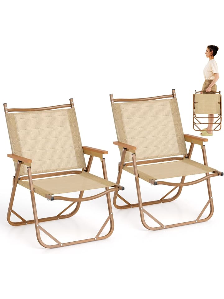 COSTWAY Комплект из 2 складных кемпинговых стульев бежевого цвета
COSTWAY Комплект из 2 складных кемпинговых стульев бежевого цвета