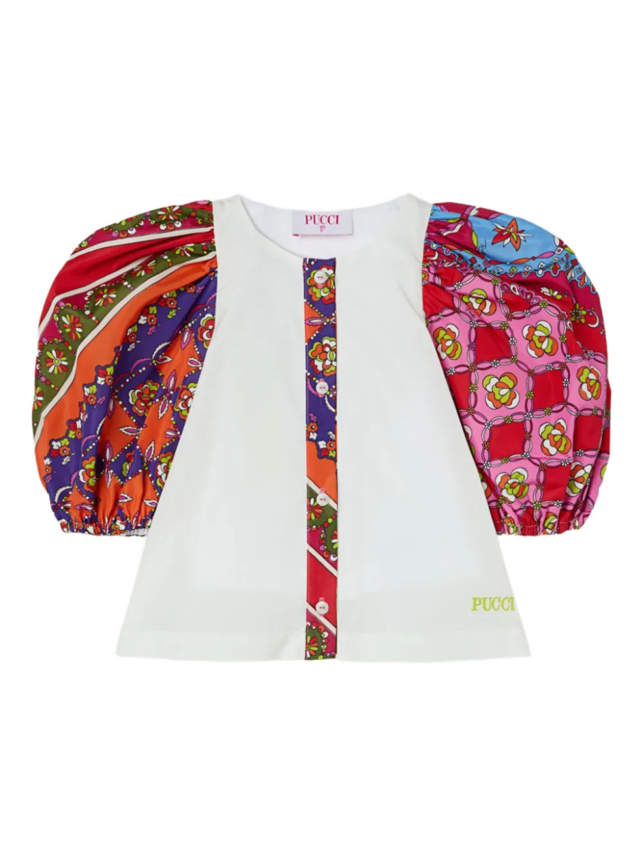 Топ с рукавами-фонариками и узором Iride PUCCI Junior, белый
Топ с рукавами-фонариками и узором Iride PUCCI Junior, белый