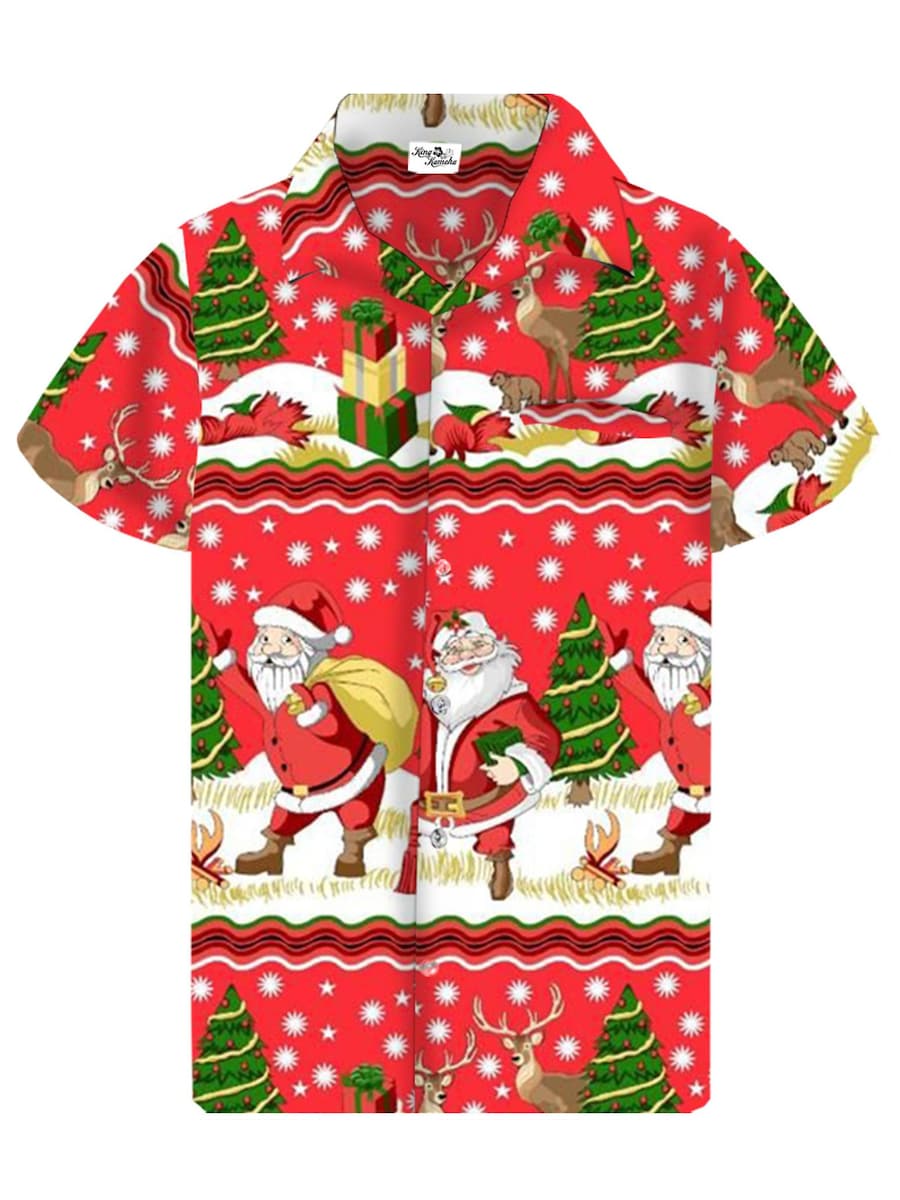 Рубашка на пуговицах классического кроя King Kameha Christmas Border Print, красный
Рубашка на пуговицах классического кроя King Kameha Christmas Border Print, красный