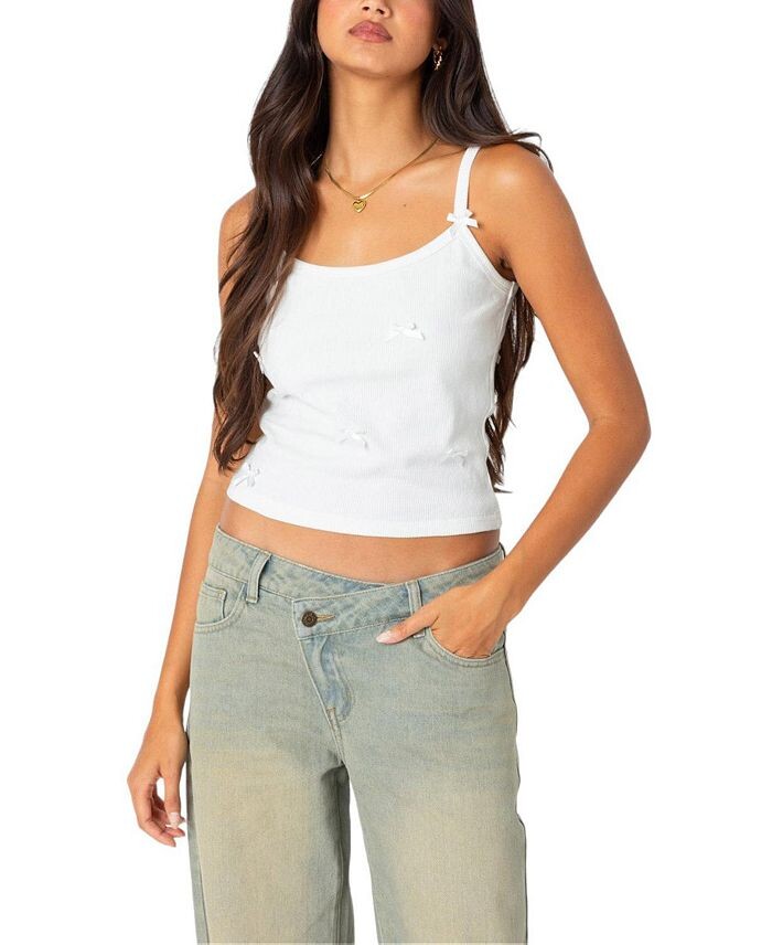 Майка Edikted Emilia в рубчик с бантом, белый
Майка Edikted Emilia в рубчик с бантом, белый