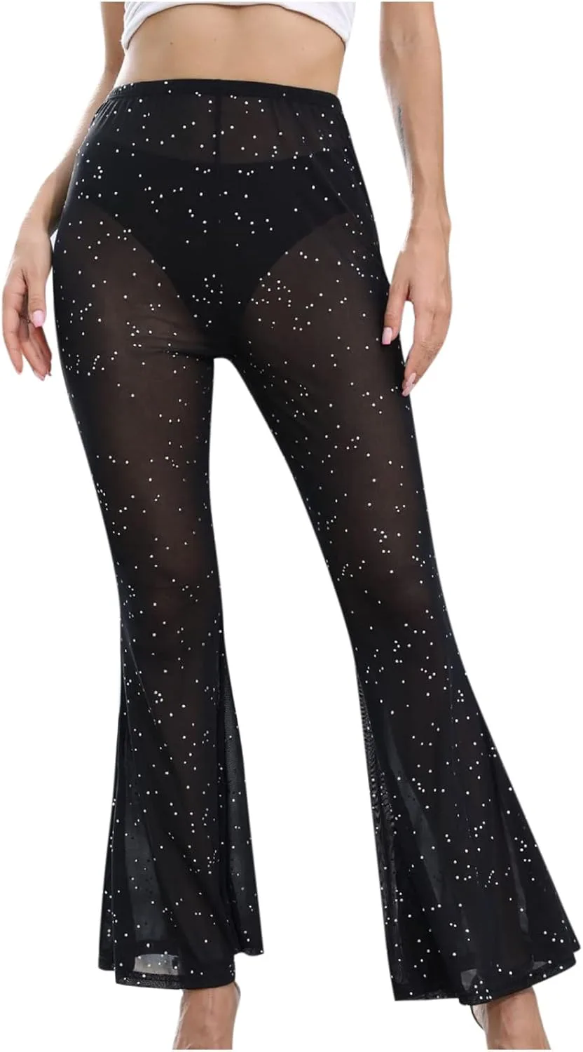 Женские сексуальные прозрачные расклешенные брюки Sheer Mesh Stretch High Waist с блестками LMSXCT
Женские сексуальные прозрачные расклешенные брюки Sheer Mesh Stretch High Waist с блестками LMSXCT