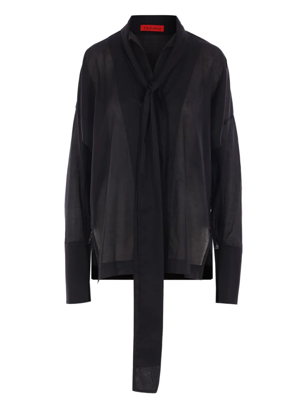 Рубашка с пришитым шарфом на пуговицах THELATEST, черный
Рубашка с пришитым шарфом на пуговицах THELATEST, черный