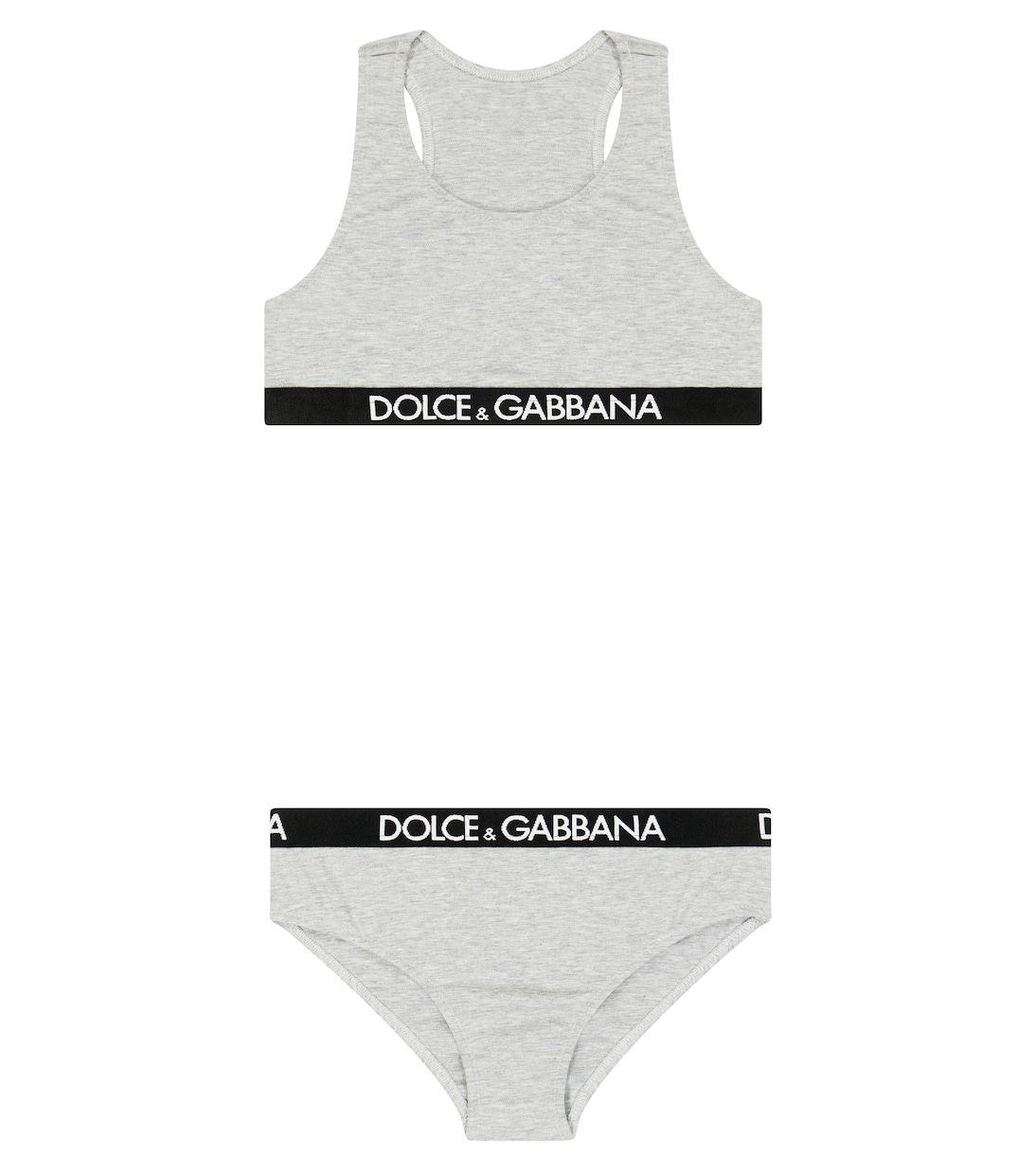 Комплект из спортивного бюстгальтера и трусов из джерси Dolce&Gabbana Kids, Melange Grigi
Комплект из спортивного бюстгальтера и трусов из джерси Dolce&Gabbana Kids, Melange Grigi