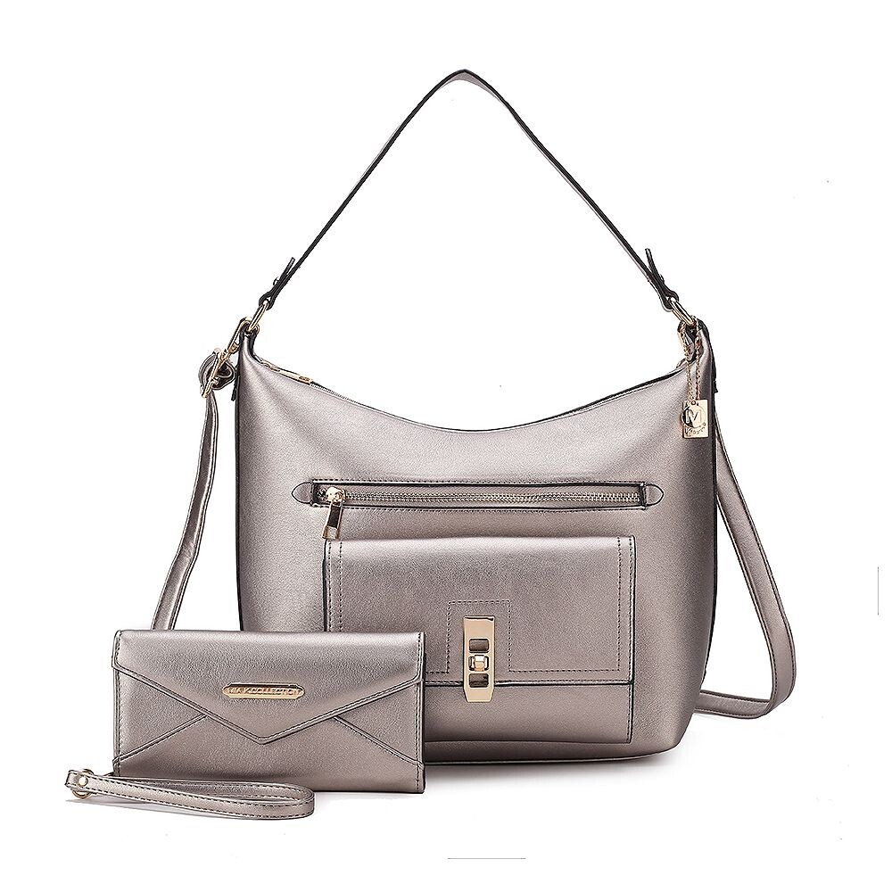 MKF Collection Clara Сумка-хобо из веганской кожи и кошелек на руку от Mia K, цвет Pewter
MKF Collection Clara Сумка-хобо из веганской кожи и кошелек на руку от Mia K, цвет Pewter